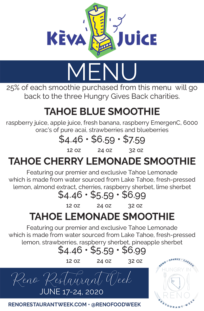 Keva Juice Menu