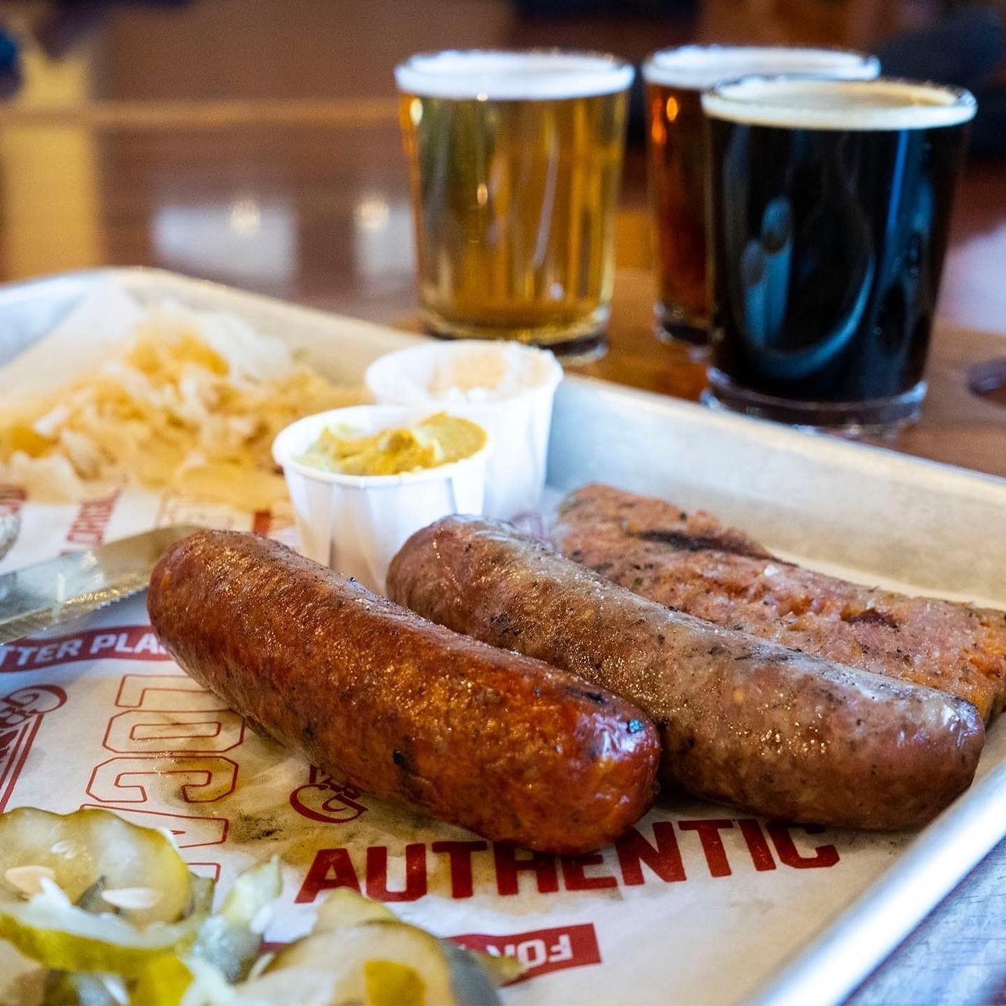 Sausage + Beer Flight at Great Basin