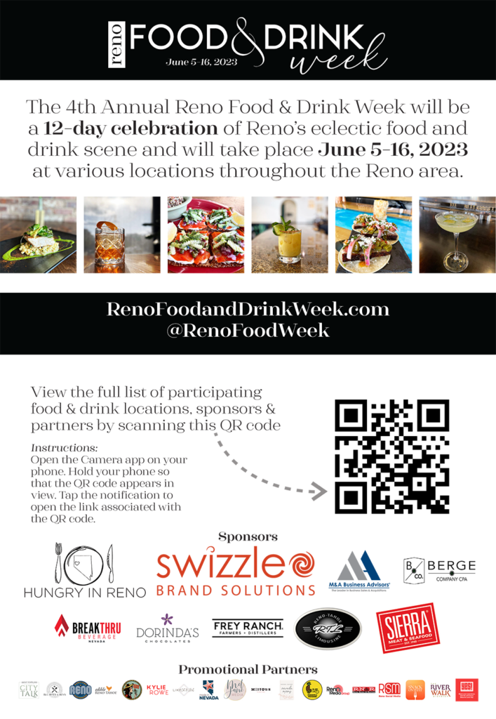 2023 Reno Food & Drink Week Printable Promotional Postcard