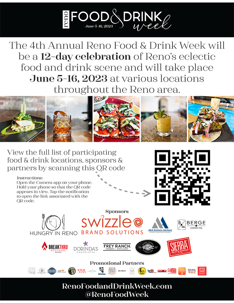 2023 Reno Food & Drink Week Printable Promotional Flyer 8.5x11